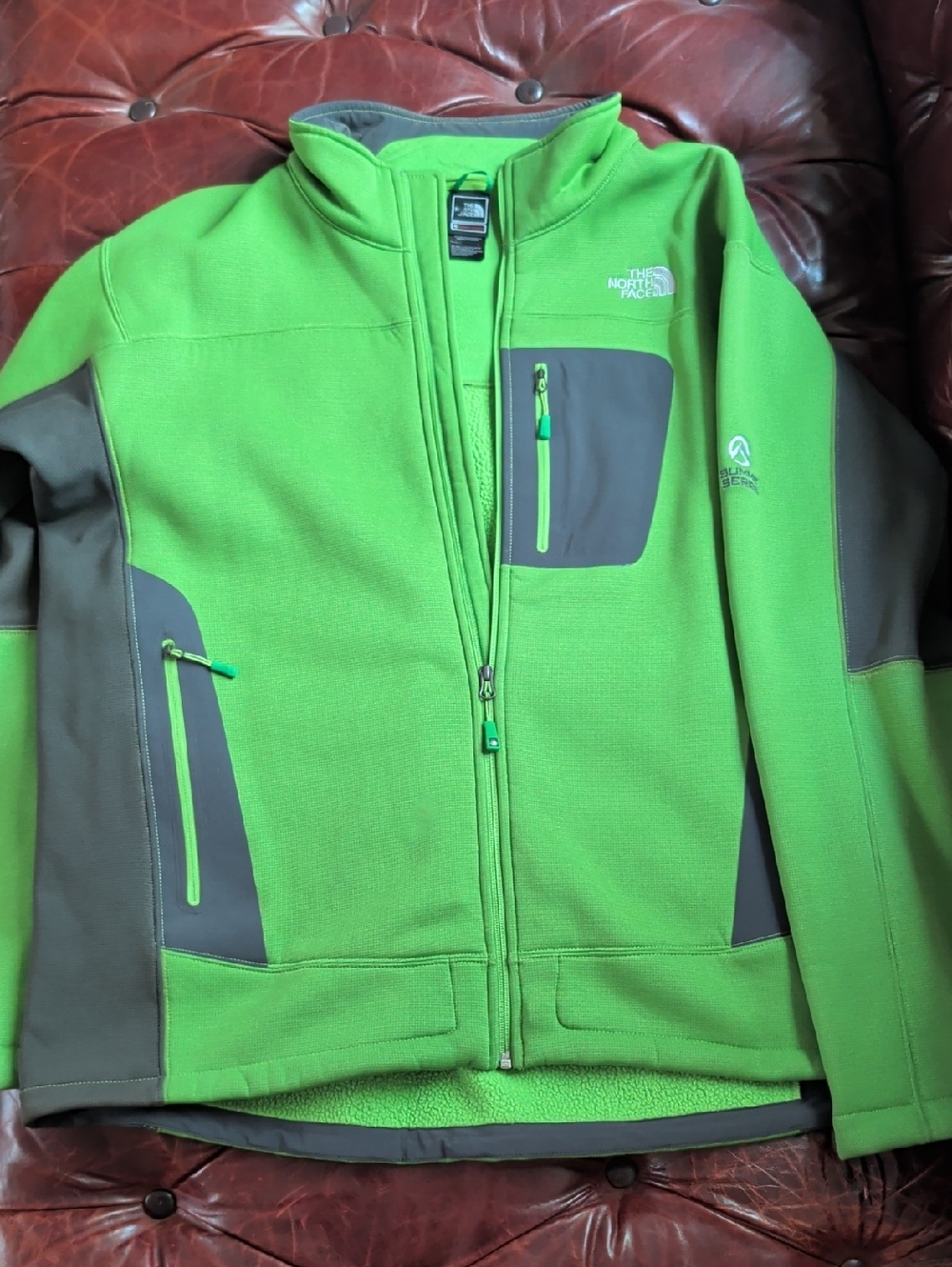 The North Face Lime Green and Gray Summit Series Fleece Jacket